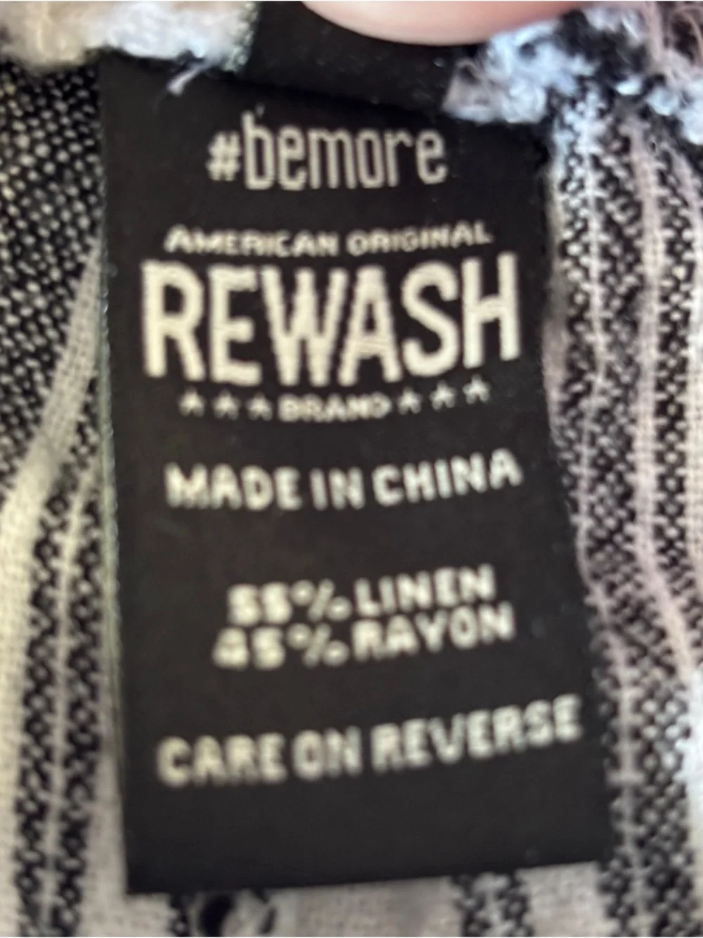 Rewash Sz L Linen/Cotton Black/White Wide Leg Pants Elastic Pull-on Pants Trendy - Picture 5 of 9